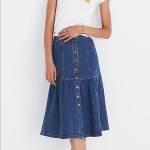 Madewell bayview denim midi skirt 26 s small 4 6